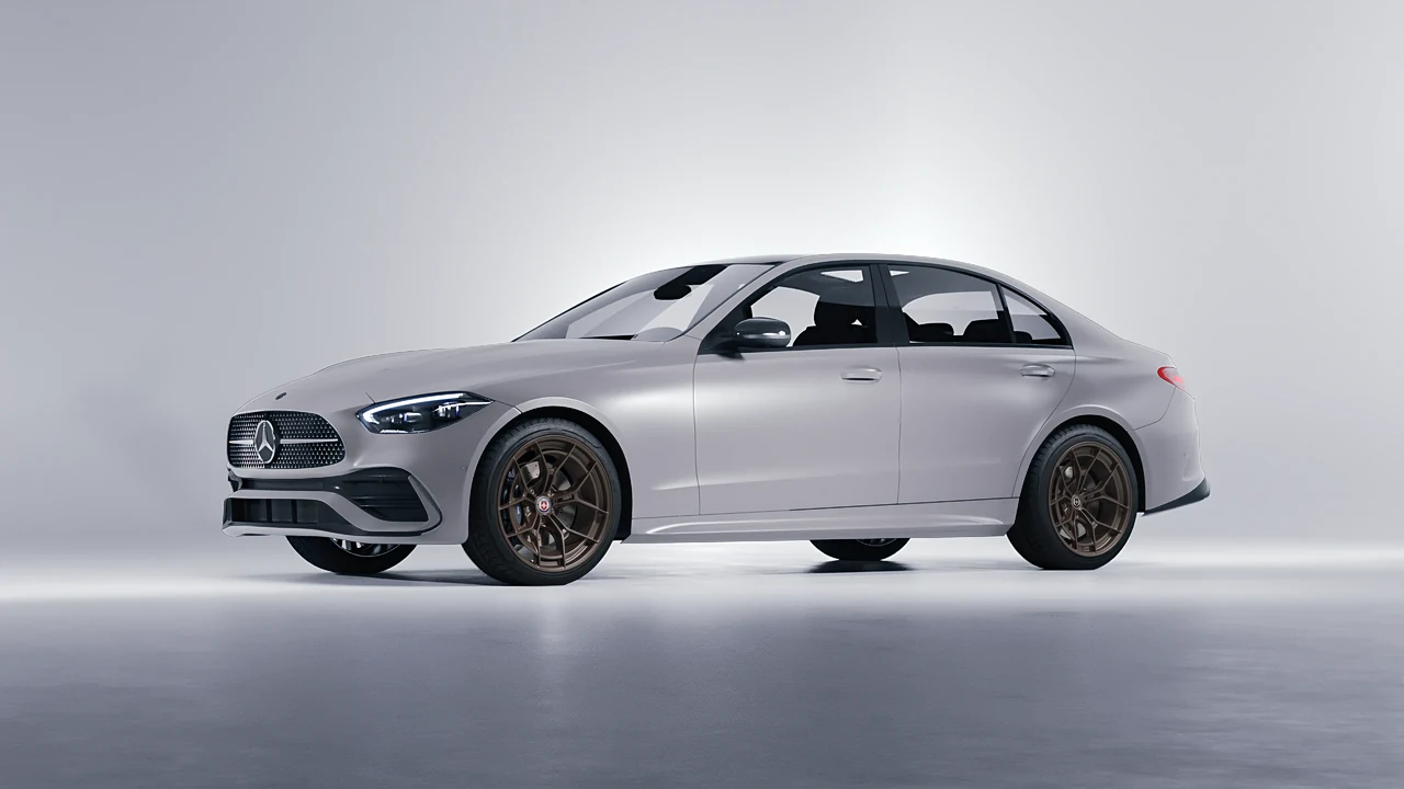 Mercedes-Benz C Class 2022 on HRE Performance Wheels P301 forged wheels, front three-quarter view