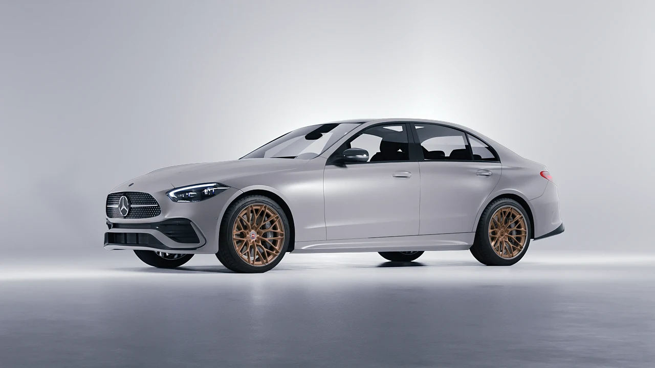 Mercedes-Benz C Class 2022 on HRE Performance Wheels S200H forged wheels, front three-quarter view