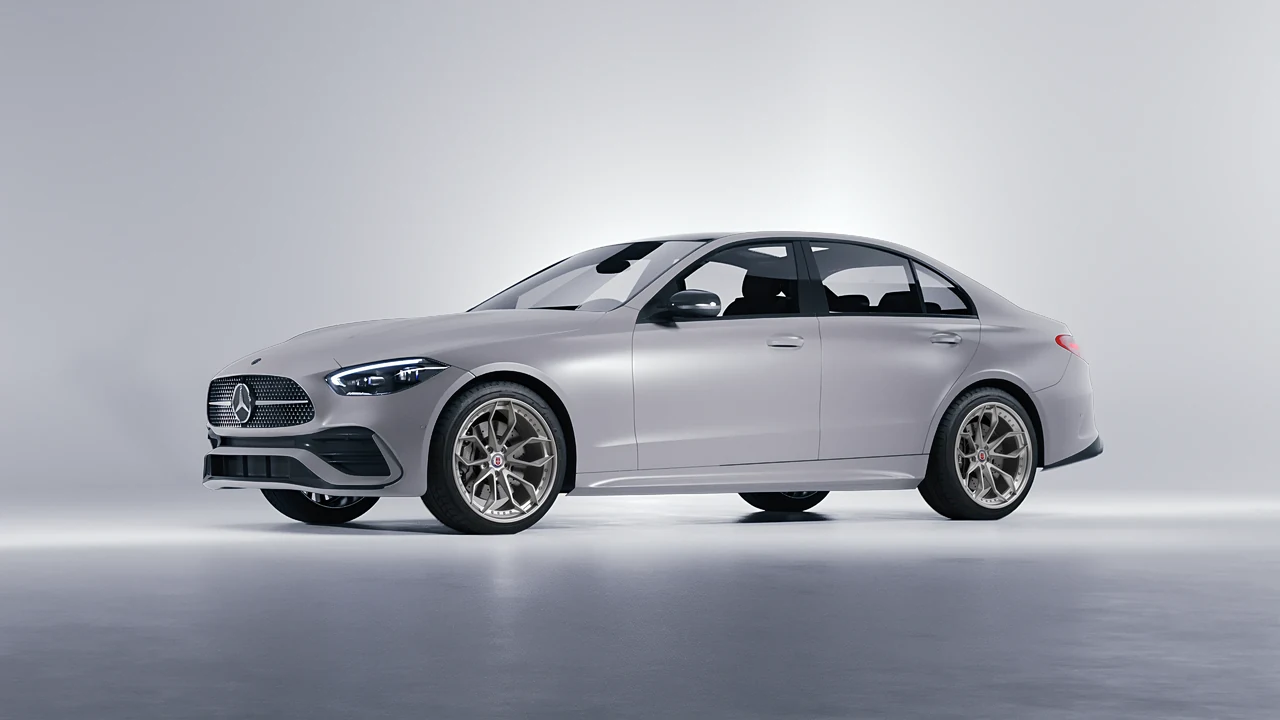 Mercedes-Benz C Class 2022 on HRE Performance Wheels S201 forged wheels, front three-quarter view