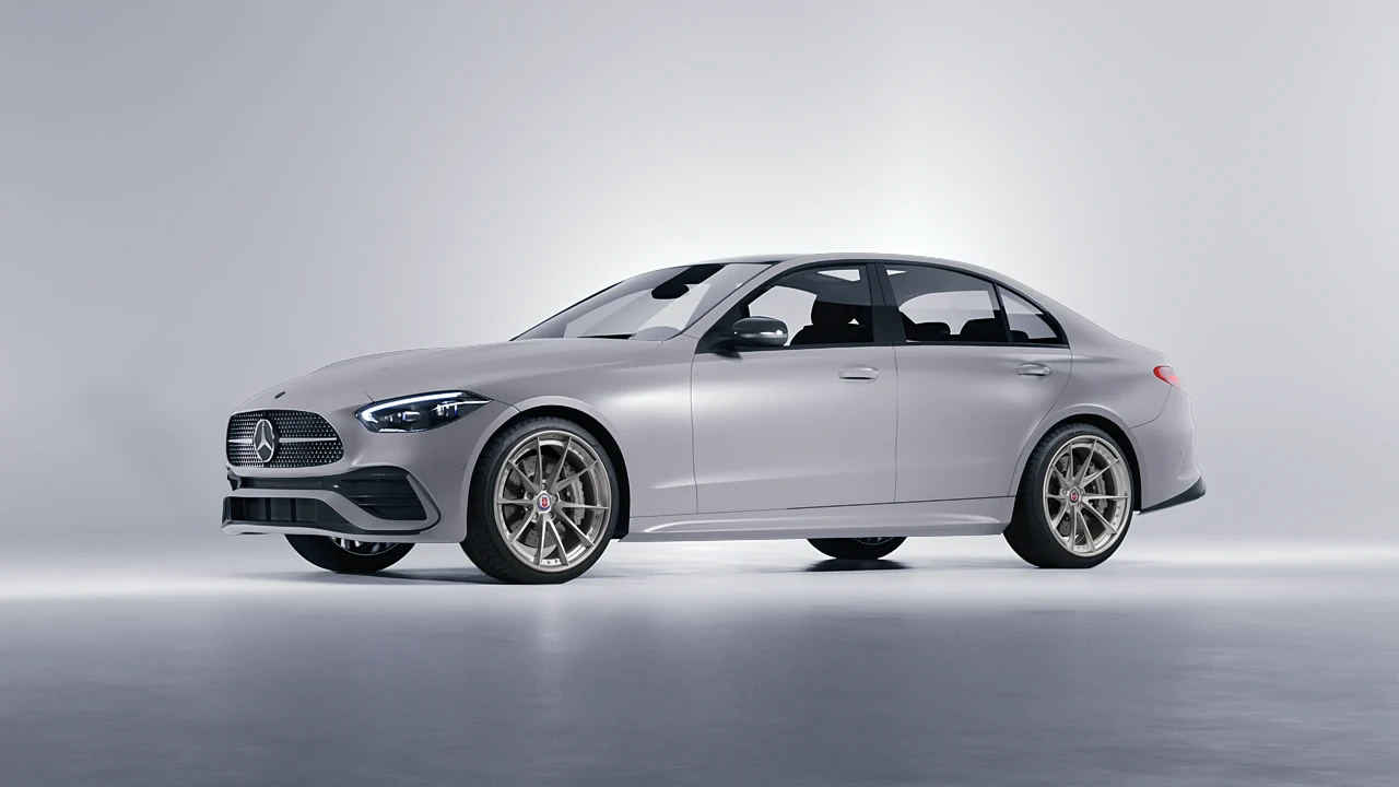 Mercedes-Benz C Class 2022 on HRE Performance Wheels S204 forged wheels, front three-quarter view
