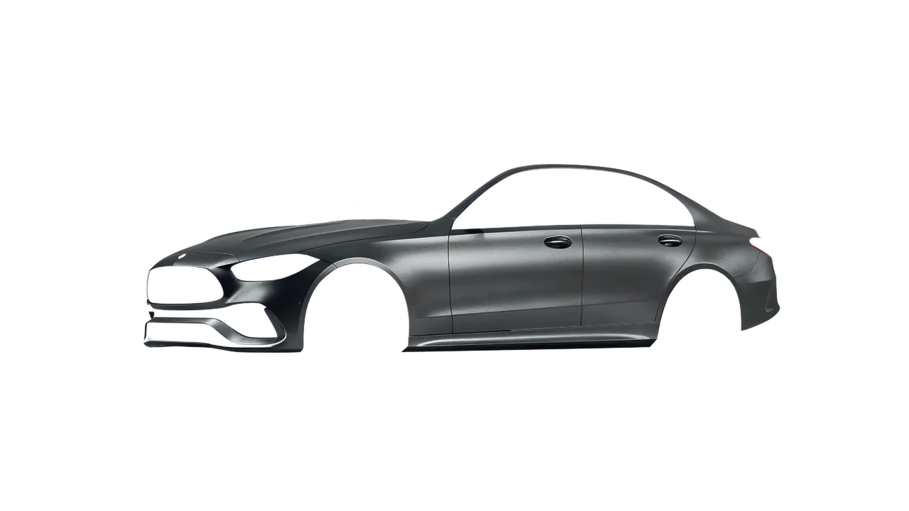 Mercedes-Benz C Class 2022 wrapped in Black Rock Grey (Avery Dennison SW900-823-M), front three-quarter view