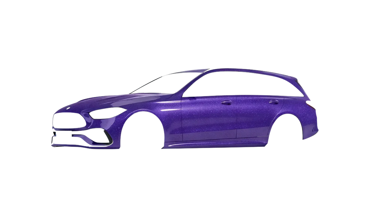 Mercedes-Benz C-Class Estate 2022 wrapped in Purple (Avery Dennison SW900-587-D), front three-quarter view