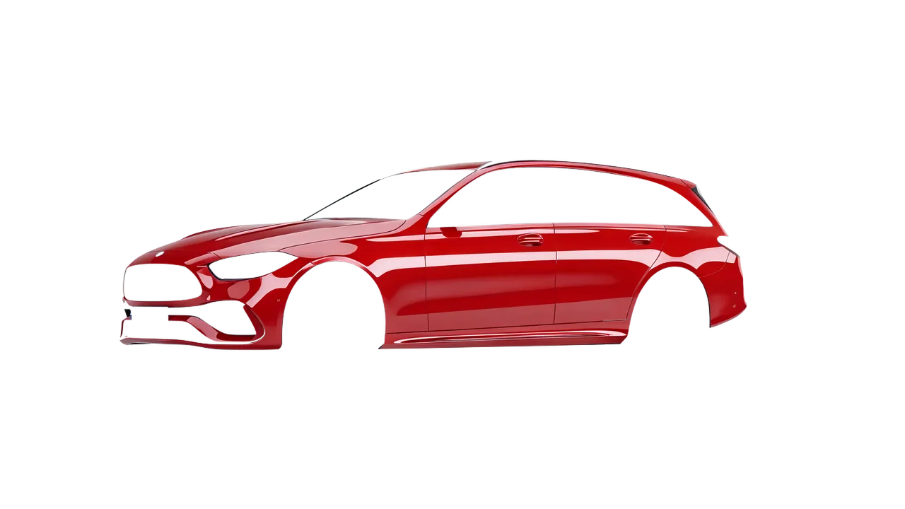 Mercedes-Benz C-Class Estate 2022 wrapped in Hot Rod Red (3M G13), front three-quarter view
