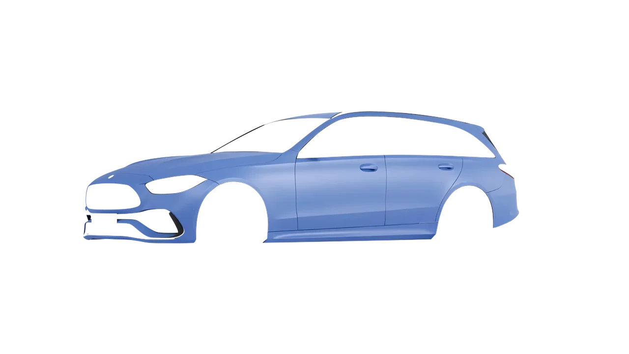 Mercedes-Benz C-Class Estate 2022 wrapped in Dreamline Blue (Avery Dennison SW900-616-O), front three-quarter view
