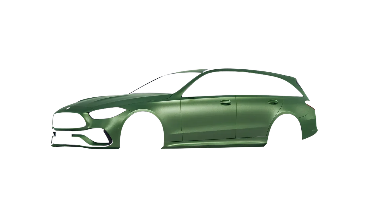 Mercedes-Benz C-Class Estate 2022 wrapped in Apple Green (Avery Dennison SW900-745-M), front three-quarter view