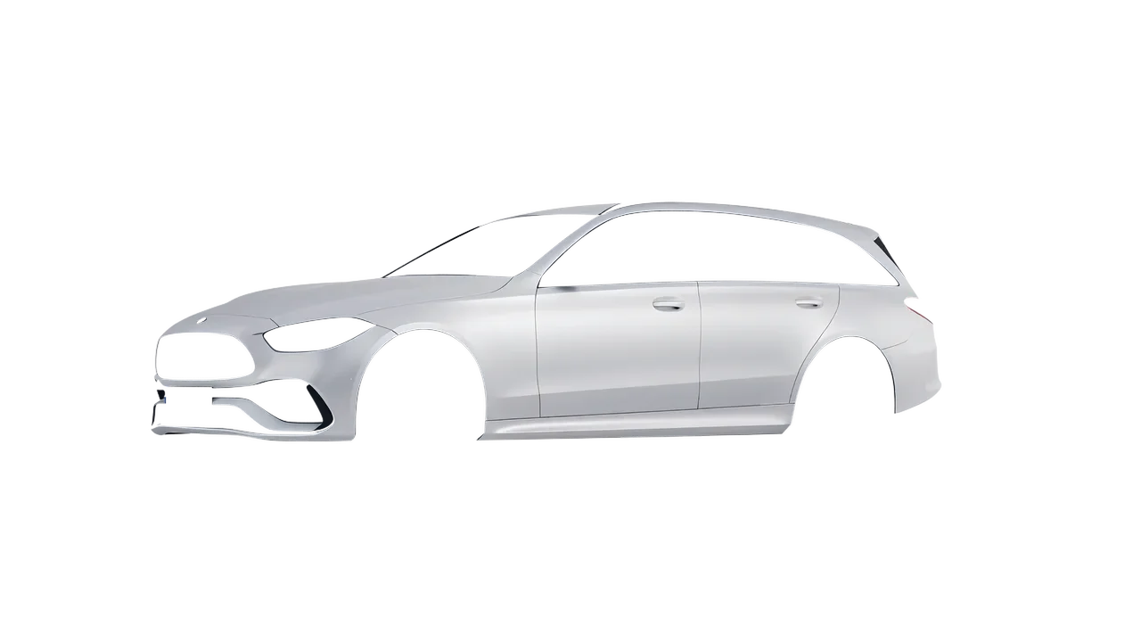 Mercedes-Benz C-Class Estate 2022 wrapped in Matte Silver (3M M21), front three-quarter view