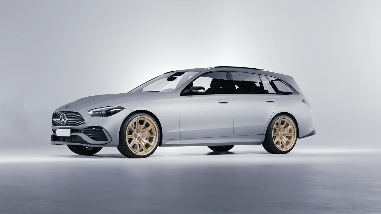 Mercedes-Benz C-Class Estate 2022 on HRE Performance Wheels 427M forged wheels, front three-quarter view
