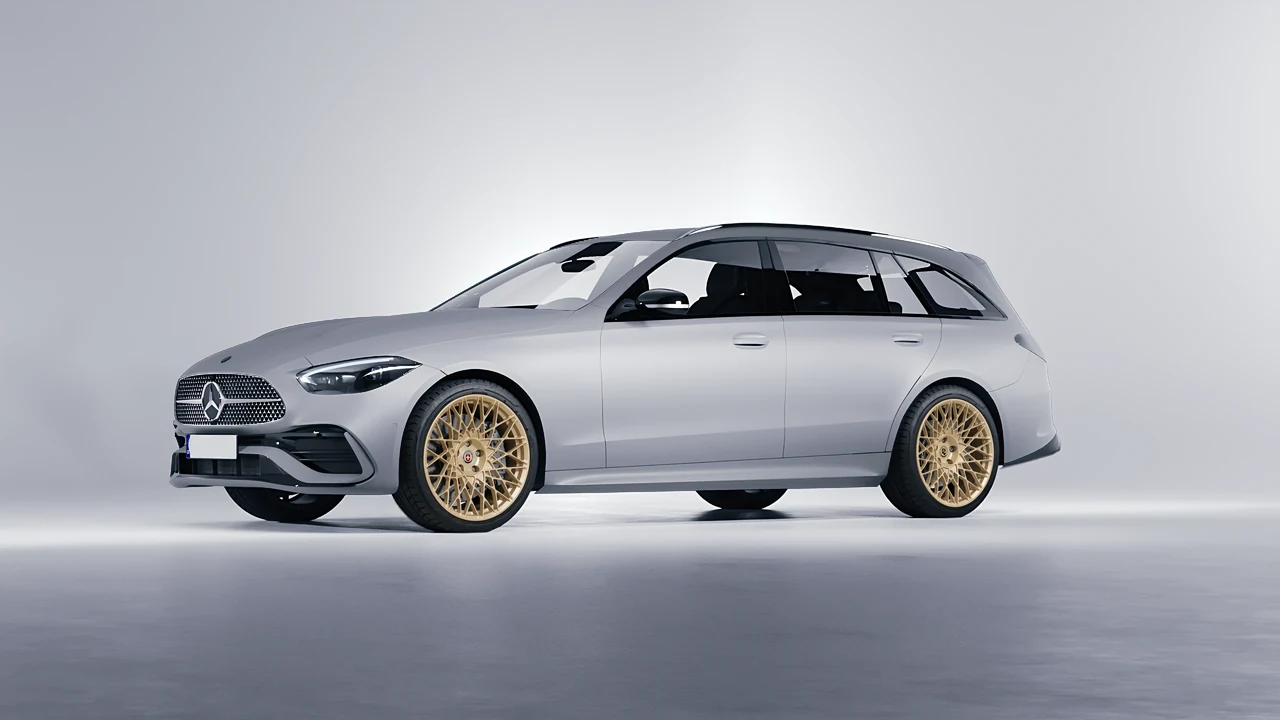 Mercedes-Benz C-Class Estate 2022 on HRE Performance Wheels 501M forged wheels, front three-quarter view