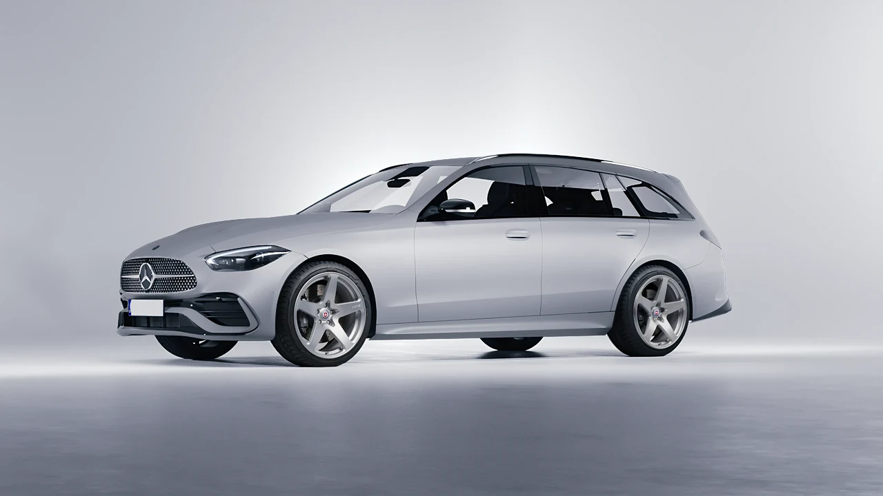 Mercedes-Benz C-Class Estate 2022 on HRE Performance Wheels 527M forged wheels, front three-quarter view