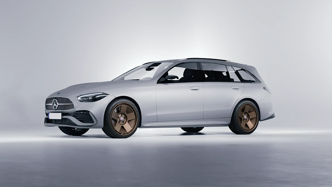 Mercedes-Benz C-Class Estate 2022 on HRE Performance Wheels 555-GTM forged wheels, front three-quarter view