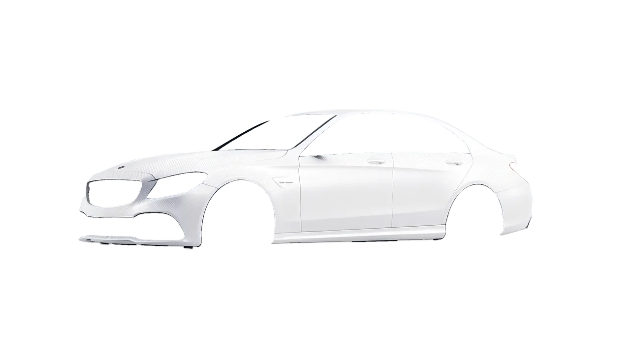 Mercedes-Benz C 63 AMG 2017 wrapped in Carbon Fiber White (Avery Dennison SW900-115-X), front three-quarter view