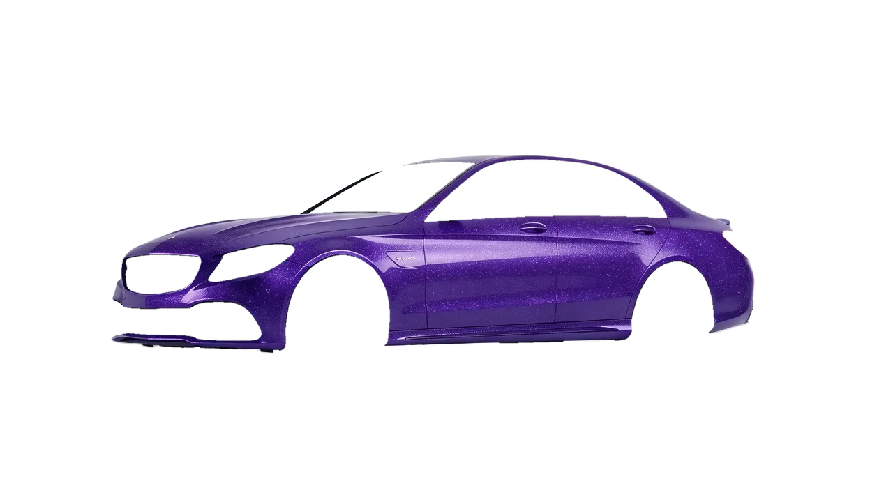 Mercedes-Benz C 63 AMG 2017 wrapped in Purple (Avery Dennison SW900-587-D), front three-quarter view