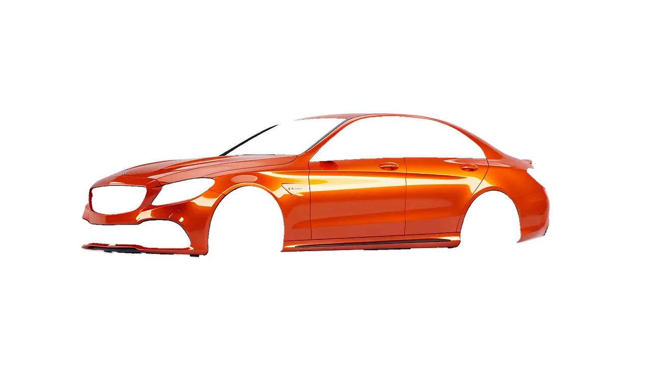 Mercedes-Benz C 63 AMG 2017 wrapped in Fiery Orange (3M G364), front three-quarter view