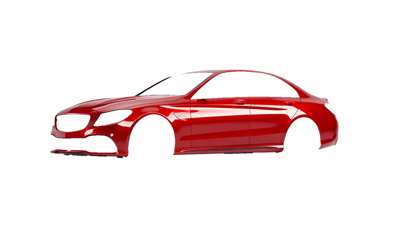 Mercedes-Benz C 63 AMG 2017 wrapped in Hot Rod Red (3M G13), front three-quarter view