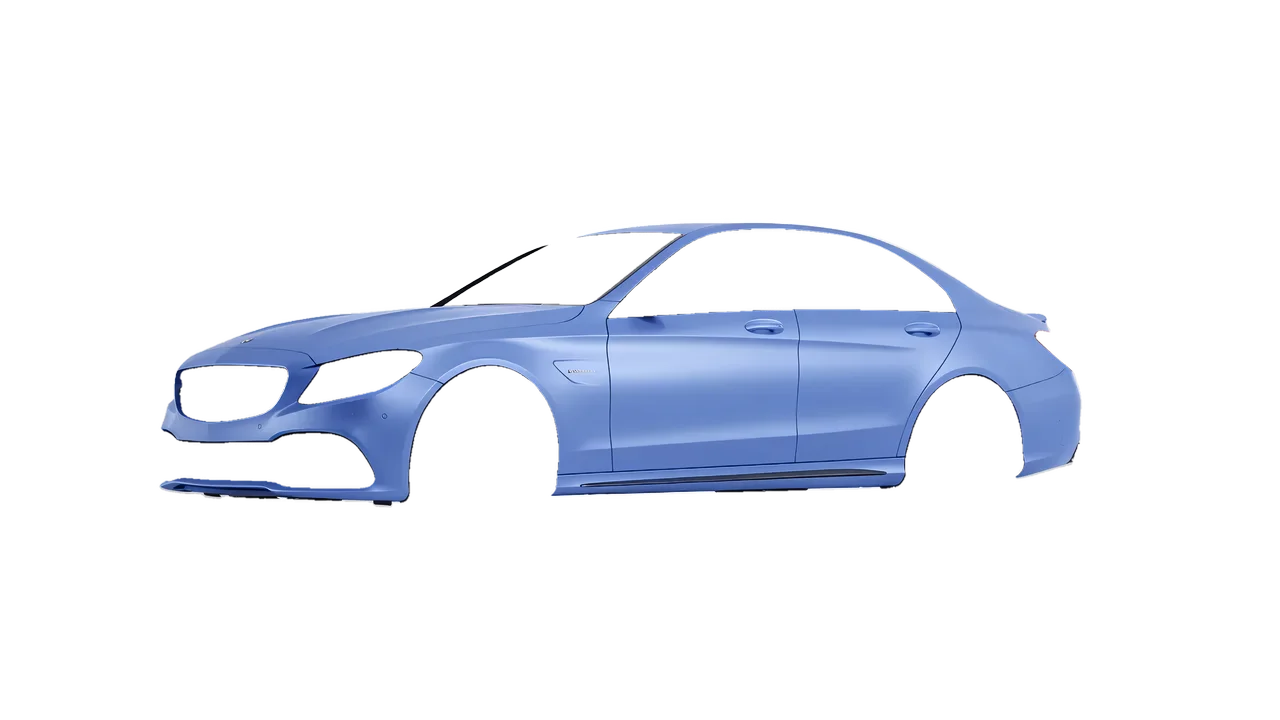 Mercedes-Benz C 63 AMG 2017 wrapped in Dreamline Blue (Avery Dennison SW900-616-O), front three-quarter view