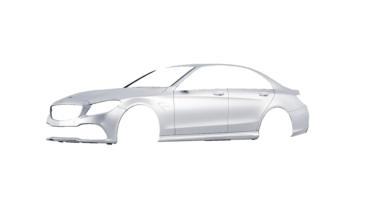 Mercedes-Benz C 63 AMG 2017 wrapped in Matte Silver (3M M21), front three-quarter view