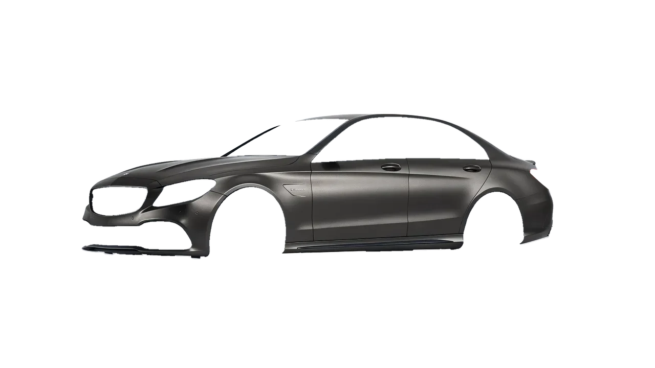 Mercedes-Benz C 63 AMG 2017 wrapped in Black Rock Grey (Avery Dennison SW900-823-M), front three-quarter view