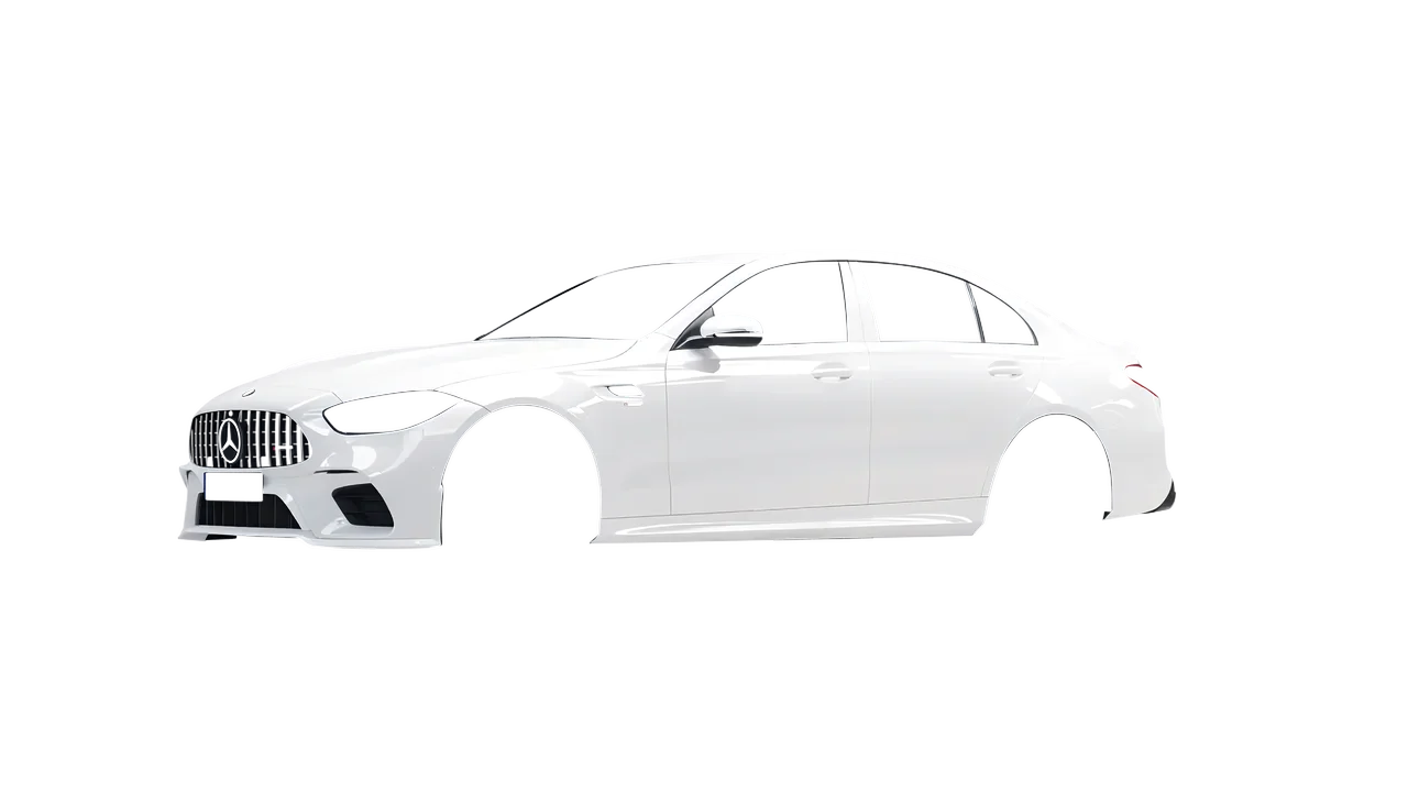 Mercedes-Benz C63s AMG E Performance 2023 wrapped in Gloss White (3M G10), front three-quarter view