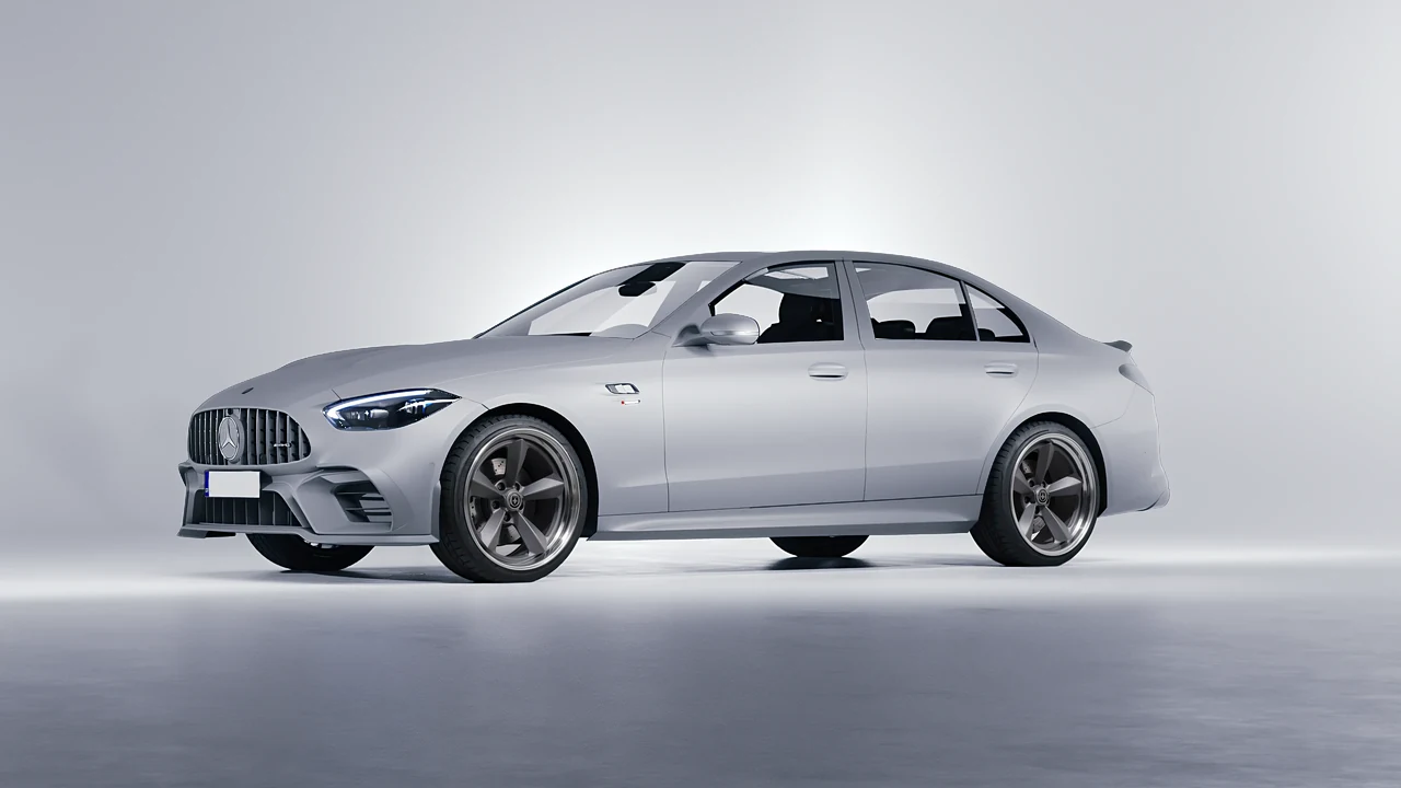 Mercedes-Benz C63s AMG E Performance 2023 on HRE Performance Wheels 105 forged wheels, front three-quarter view