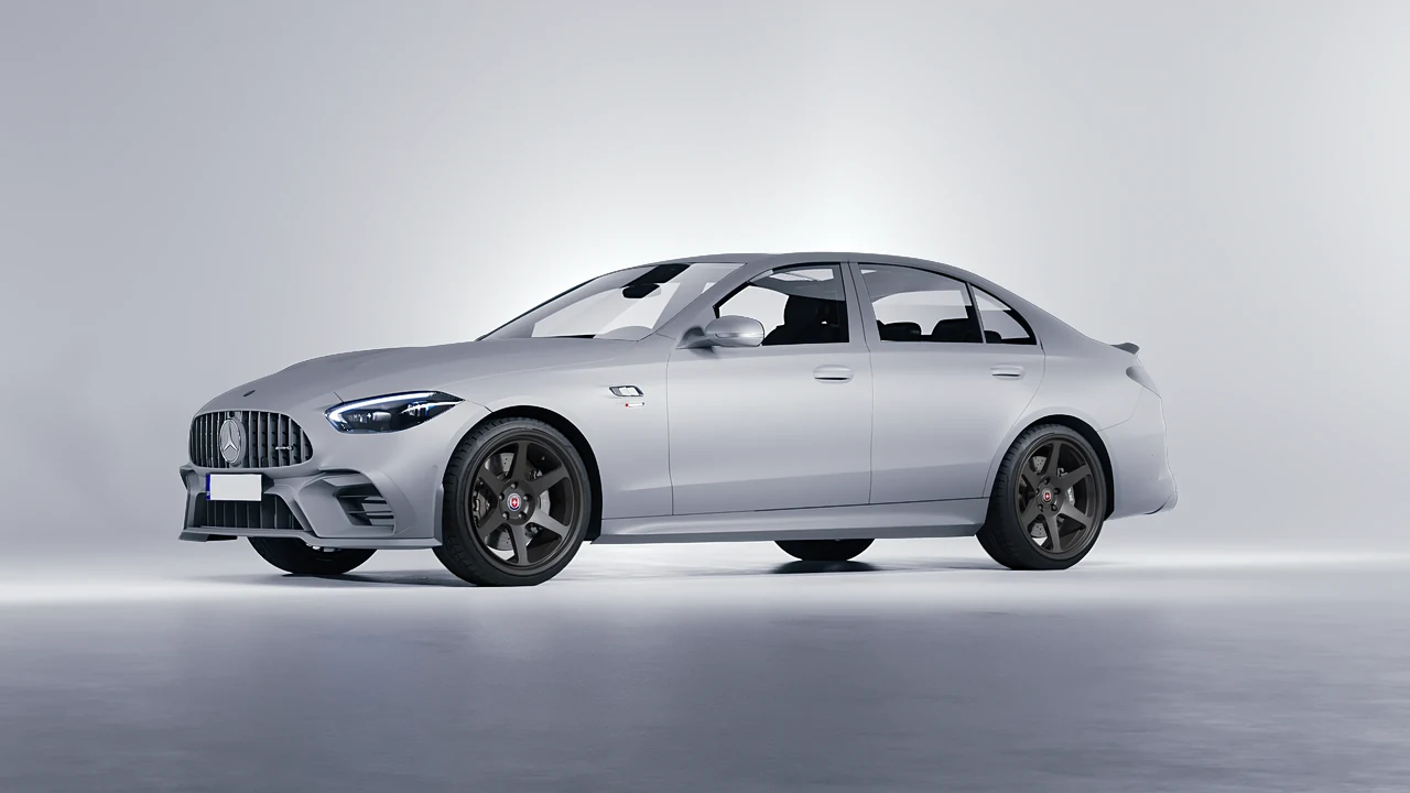 Mercedes-Benz C63s AMG E Performance 2023 on HRE Performance Wheels 306-GT forged wheels, front three-quarter view