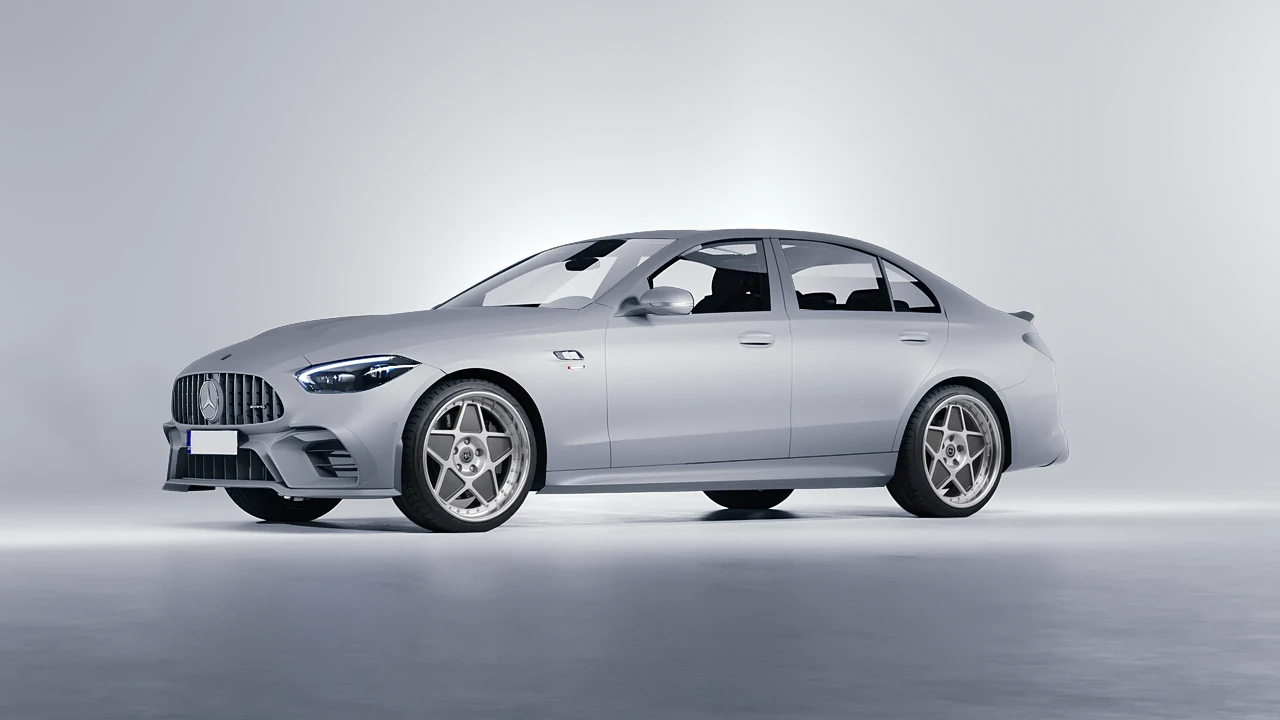 Mercedes-Benz C63s AMG E Performance 2023 on HRE Performance Wheels 505 forged wheels, front three-quarter view