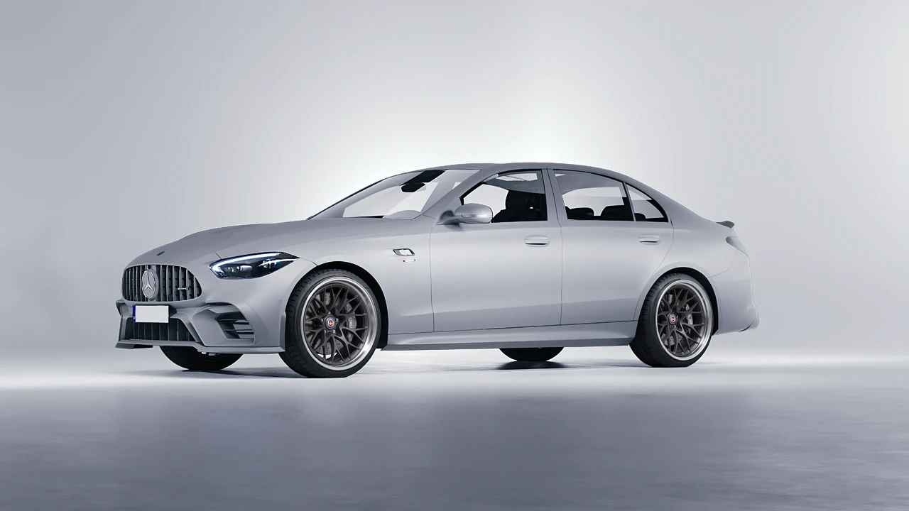 Mercedes-Benz C63s AMG E Performance 2023 on HRE Performance Wheels 520 forged wheels, front three-quarter view