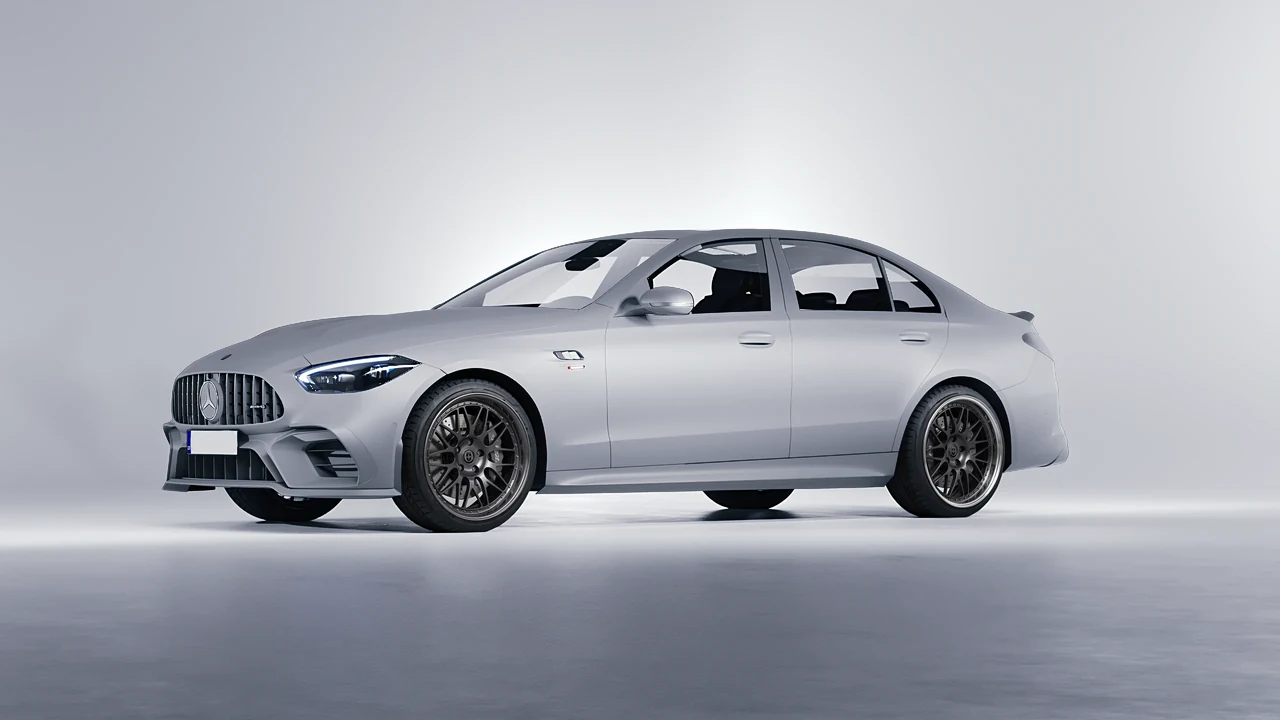 Mercedes-Benz C63s AMG E Performance 2023 on HRE Performance Wheels 540 forged wheels, front three-quarter view