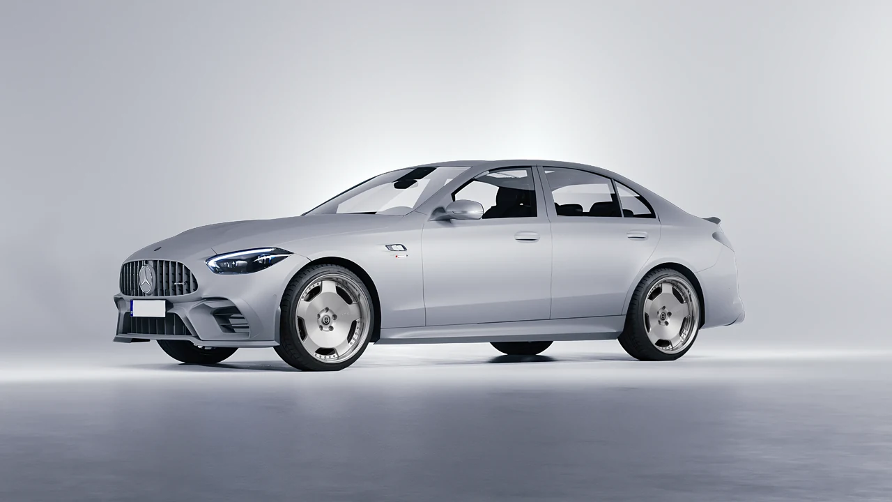Mercedes-Benz C63s AMG E Performance 2023 on HRE Performance Wheels 544 forged wheels, front three-quarter view