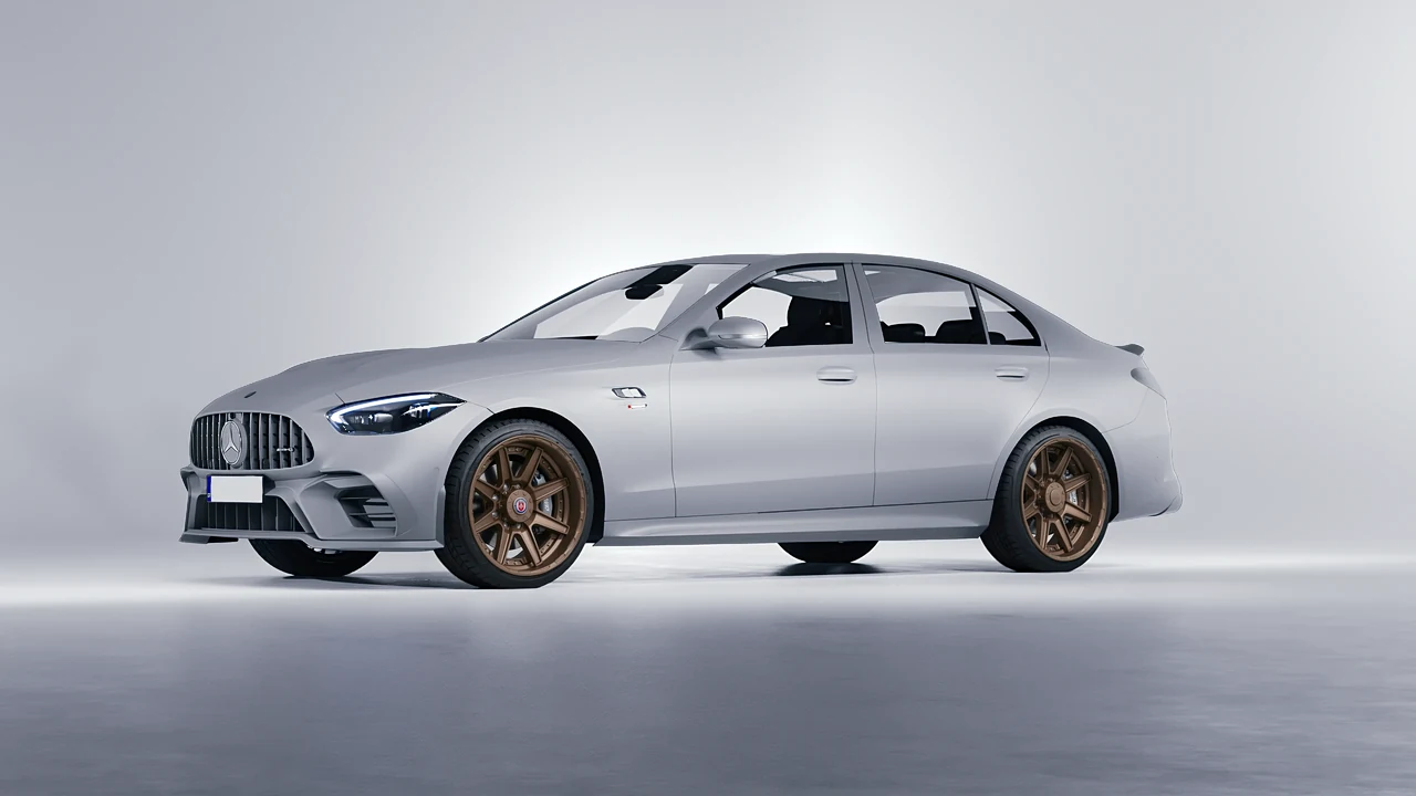 Mercedes-Benz C63s AMG E Performance 2023 on HRE Performance Wheels HD188 forged wheels, front three-quarter view