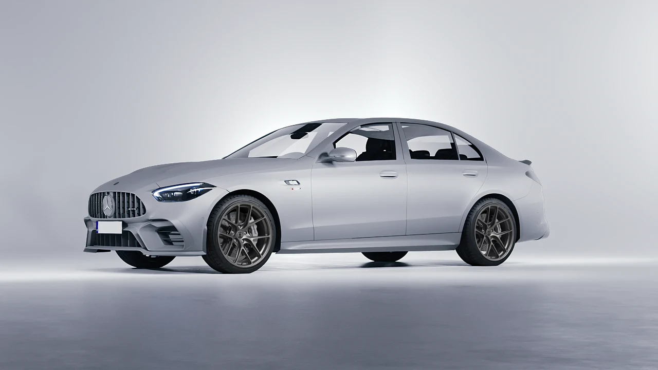 Mercedes-Benz C63s AMG E Performance 2023 on HRE Performance Wheels R101-Lightweight forged wheels, front three-quarter view