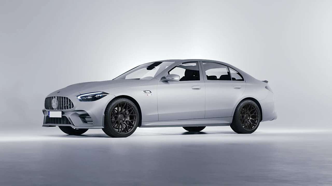 Mercedes-Benz C63s AMG E Performance 2023 on HRE Performance Wheels RC100 forged wheels, front three-quarter view