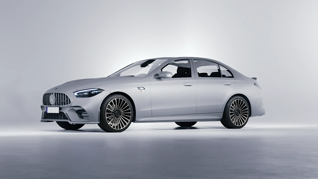 Mercedes-Benz C63s AMG E Performance 2023 on RDB LA Twenty Three forged wheels, front three-quarter view