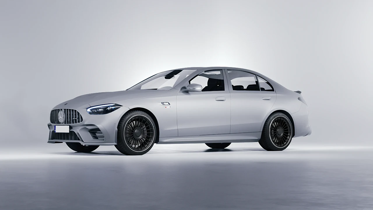 Mercedes-Benz C63s AMG E Performance 2023 on RDB LA Twenty Two forged wheels, front three-quarter view