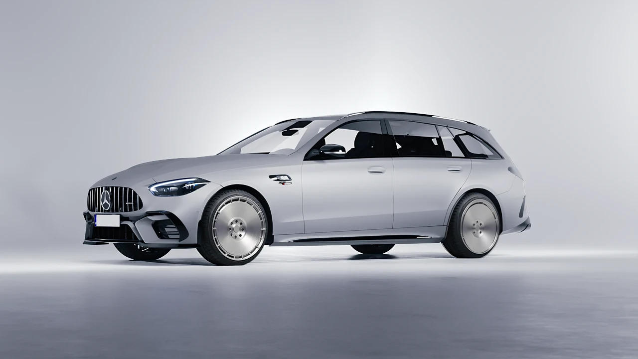 Mercedes-Benz C63s AMG E Performance Estate 2023 on RDB LA Zero forged wheels, front three-quarter view