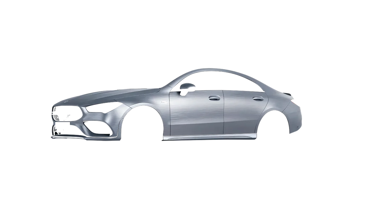 Mercedes-Benz CLA 35 AMG 2020 wrapped in Brushed Aluminum (Avery Dennison SW900-812-X), front three-quarter view