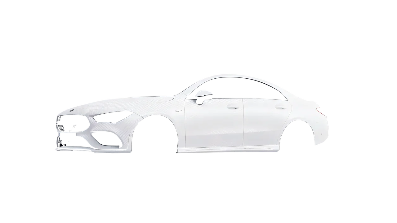 Mercedes-Benz CLA 35 AMG 2020 wrapped in Carbon Fiber White (Avery Dennison SW900-115-X), front three-quarter view