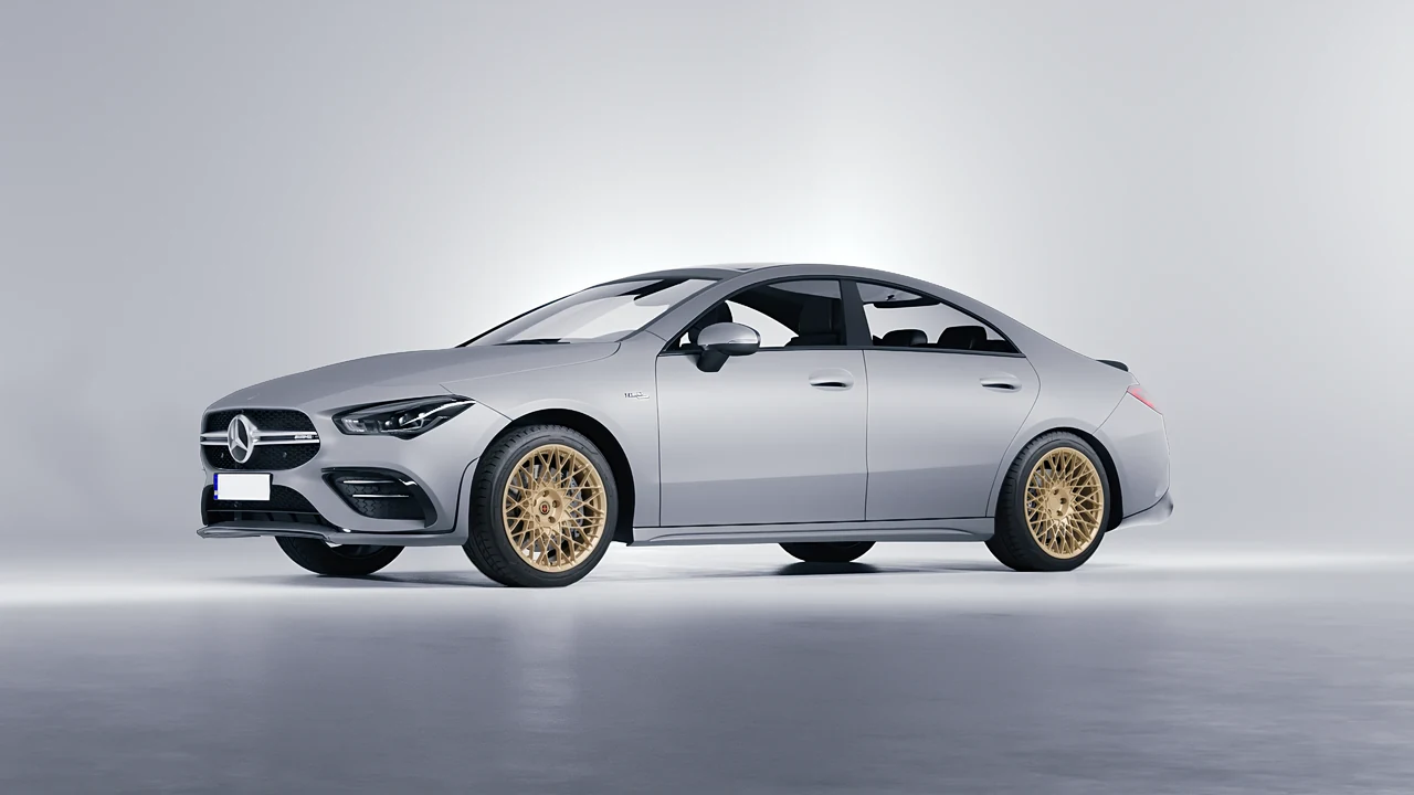 Mercedes-Benz CLA 35 AMG 2020 on HRE Performance Wheels 501M forged wheels, front three-quarter view