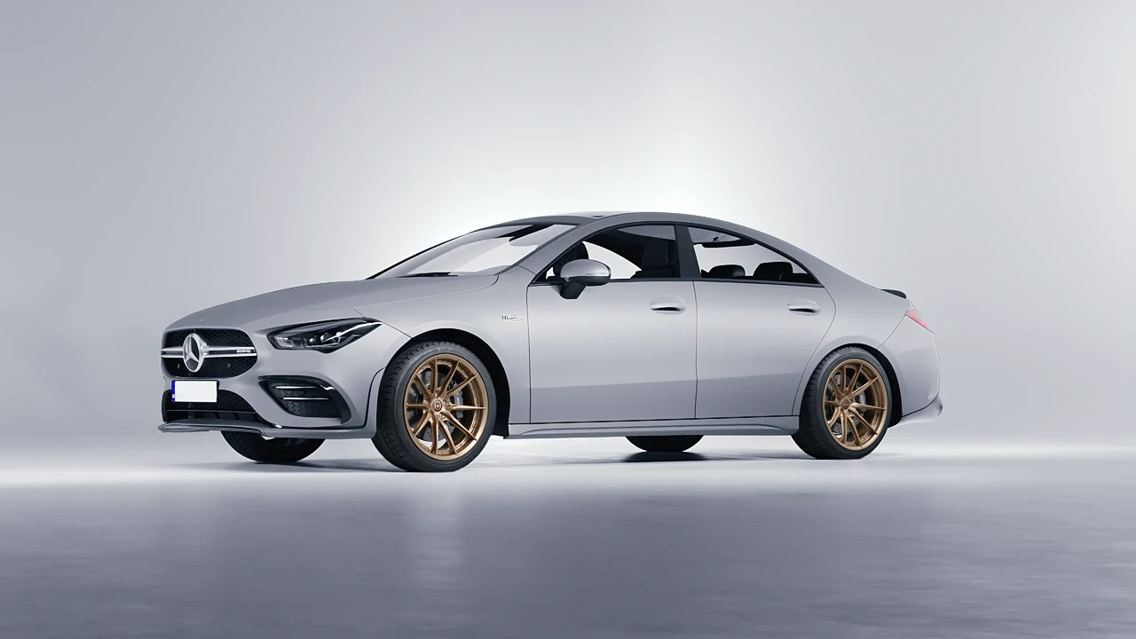 Mercedes-Benz CLA 35 AMG 2020 on HRE Performance Wheels S104SC forged wheels, front three-quarter view