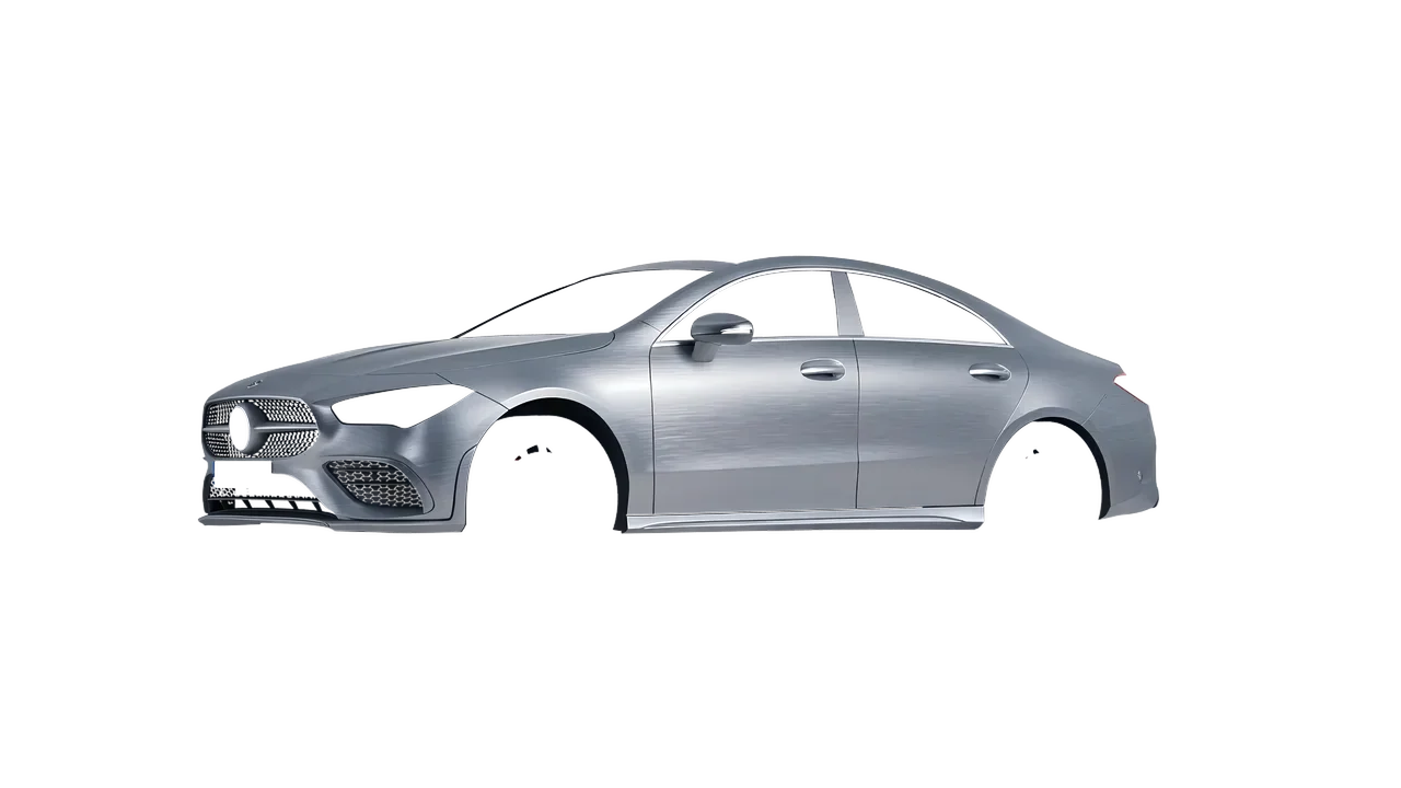 Mercedes-Benz CLA 250 Coupe 2020 wrapped in Brushed Aluminum (Avery Dennison SW900-812-X), front three-quarter view