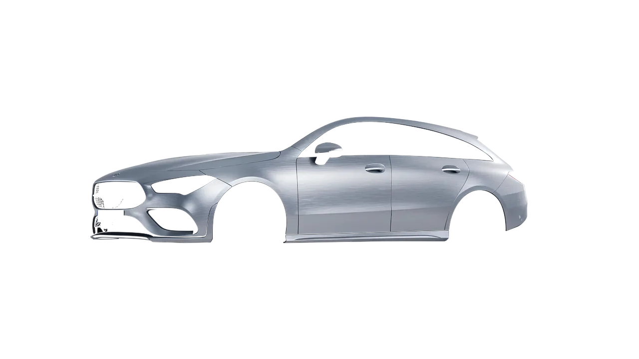 Mercedes-Benz CLA Shooting Brake 2020 wrapped in Brushed Aluminum (Avery Dennison SW900-812-X), front three-quarter view