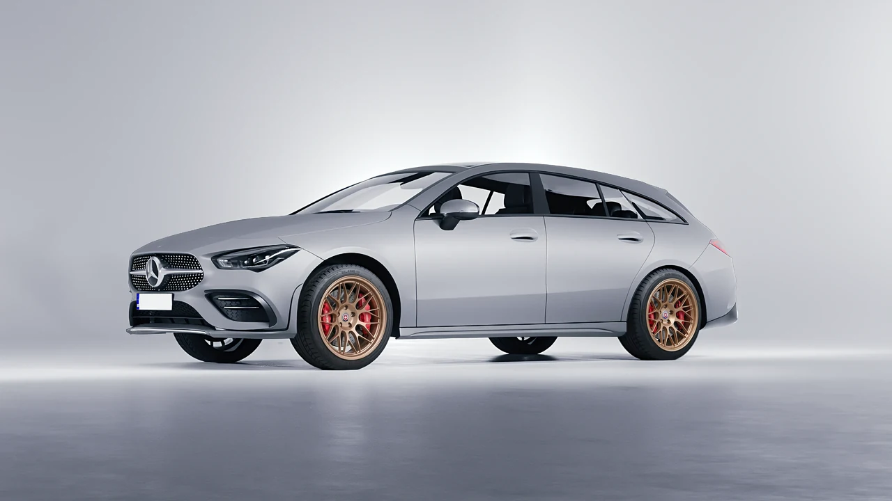 Mercedes-Benz CLA Shooting Brake 2020 on HRE Performance Wheels 300-GTS forged wheels, front three-quarter view