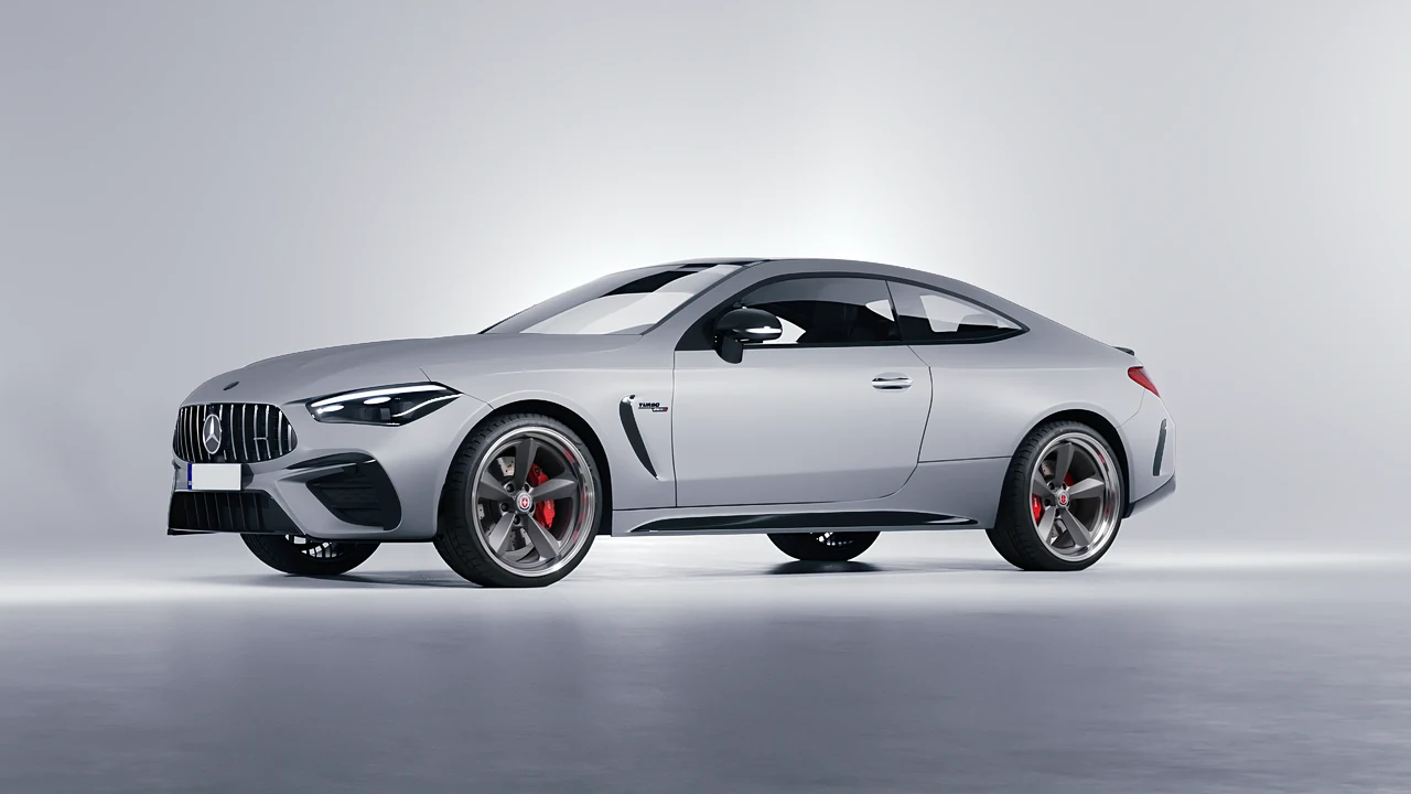 Mercedes-Benz CLE 53 AMG Coupe 2024 on HRE Performance Wheels 105 forged wheels, front three-quarter view