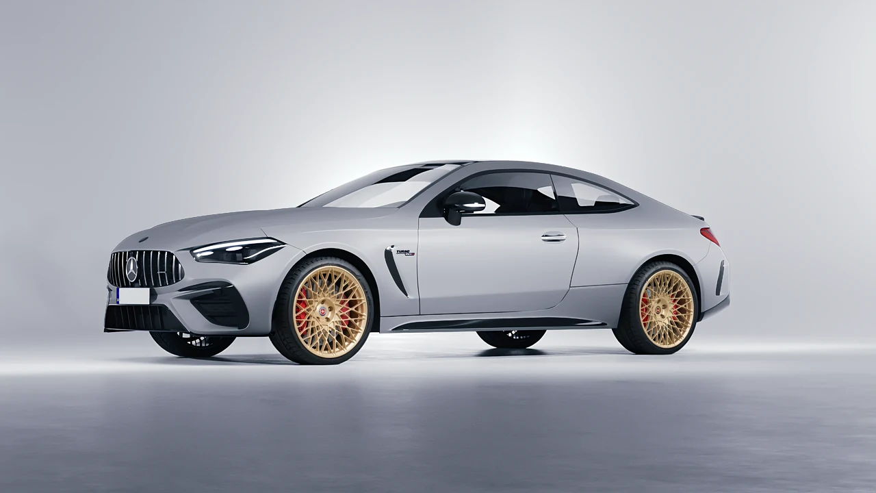 Mercedes-Benz CLE 53 AMG Coupe 2024 on HRE Performance Wheels 501M forged wheels, front three-quarter view
