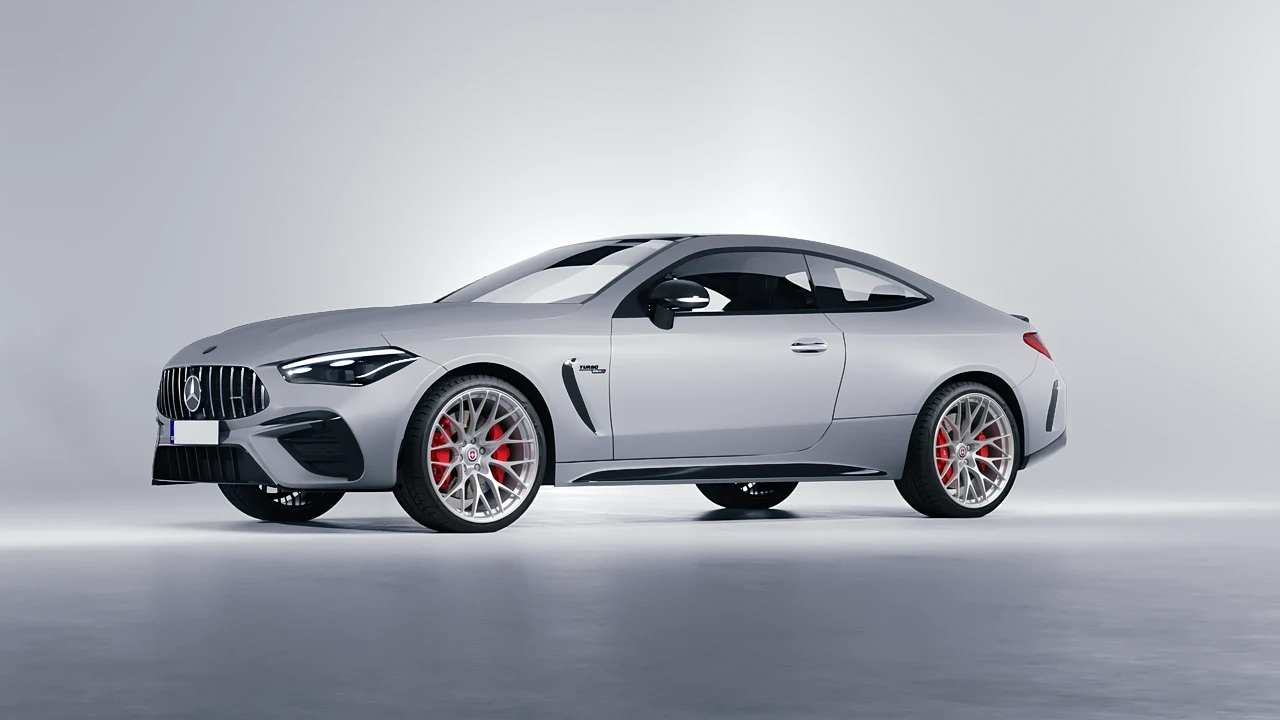 Mercedes-Benz CLE 53 AMG Coupe 2024 on HRE Performance Wheels 520M forged wheels, front three-quarter view