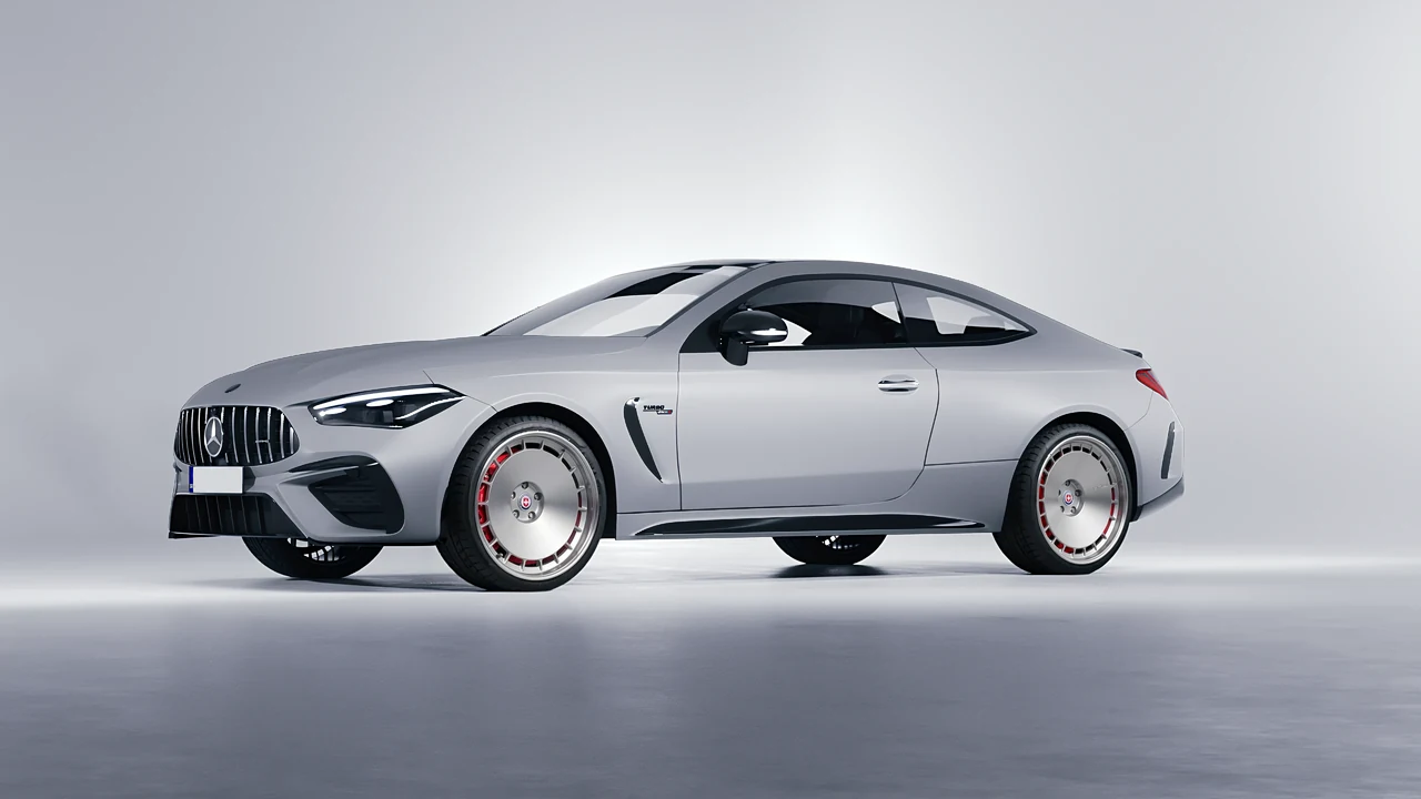 Mercedes-Benz CLE 53 AMG Coupe 2024 on HRE Performance Wheels 935 forged wheels, front three-quarter view
