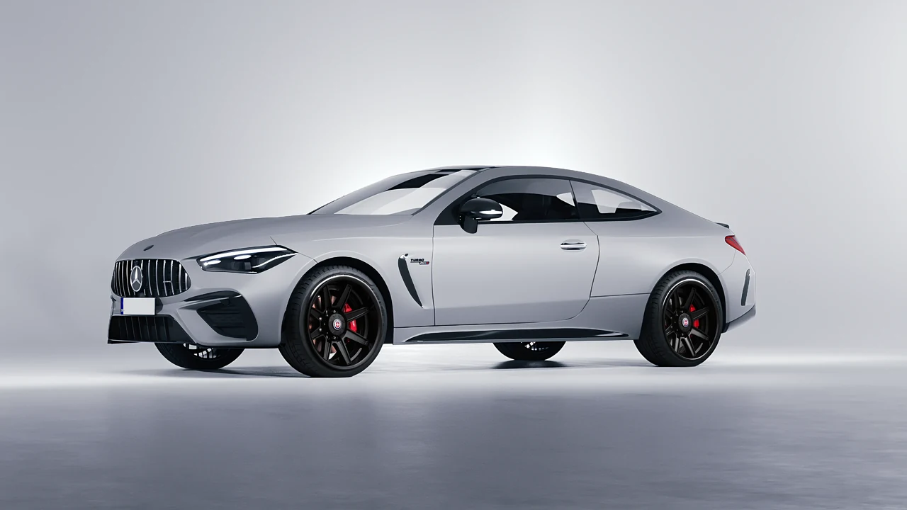 Mercedes-Benz CLE 53 AMG Coupe 2024 on HRE Performance Wheels HD188H forged wheels, front three-quarter view