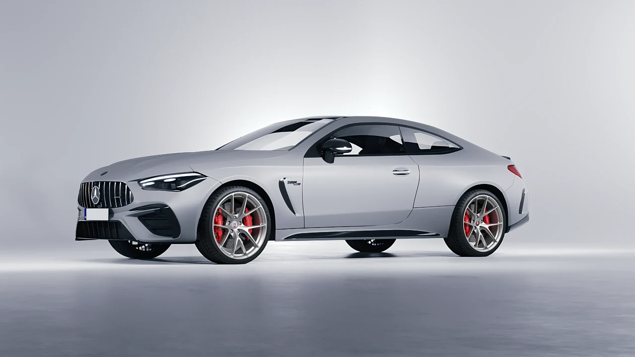 Mercedes-Benz CLE 53 AMG Coupe 2024 on HRE Performance Wheels P101 forged wheels, front three-quarter view