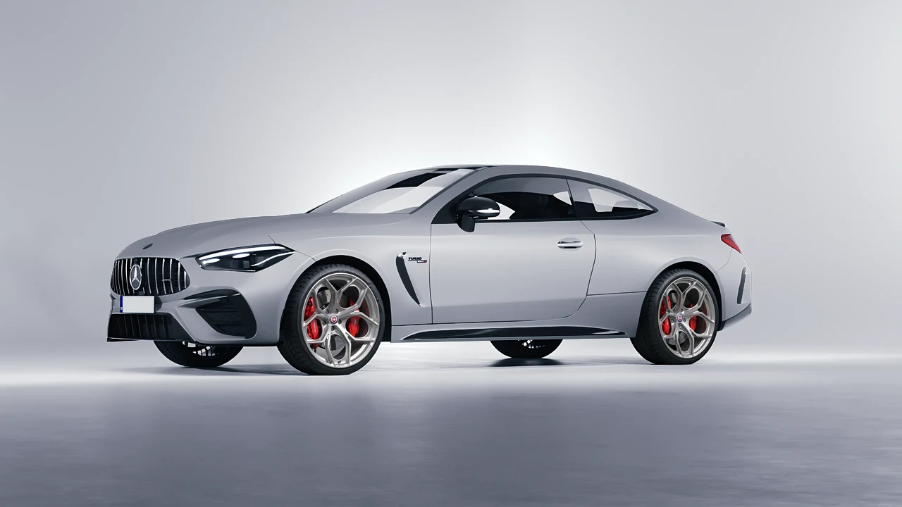 Mercedes-Benz CLE 53 AMG Coupe 2024 on HRE Performance Wheels P111SC forged wheels, front three-quarter view