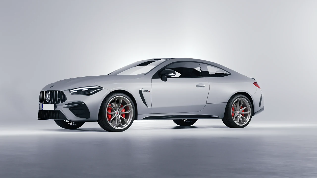 Mercedes-Benz CLE 53 AMG Coupe 2024 on HRE Performance Wheels P201 forged wheels, front three-quarter view