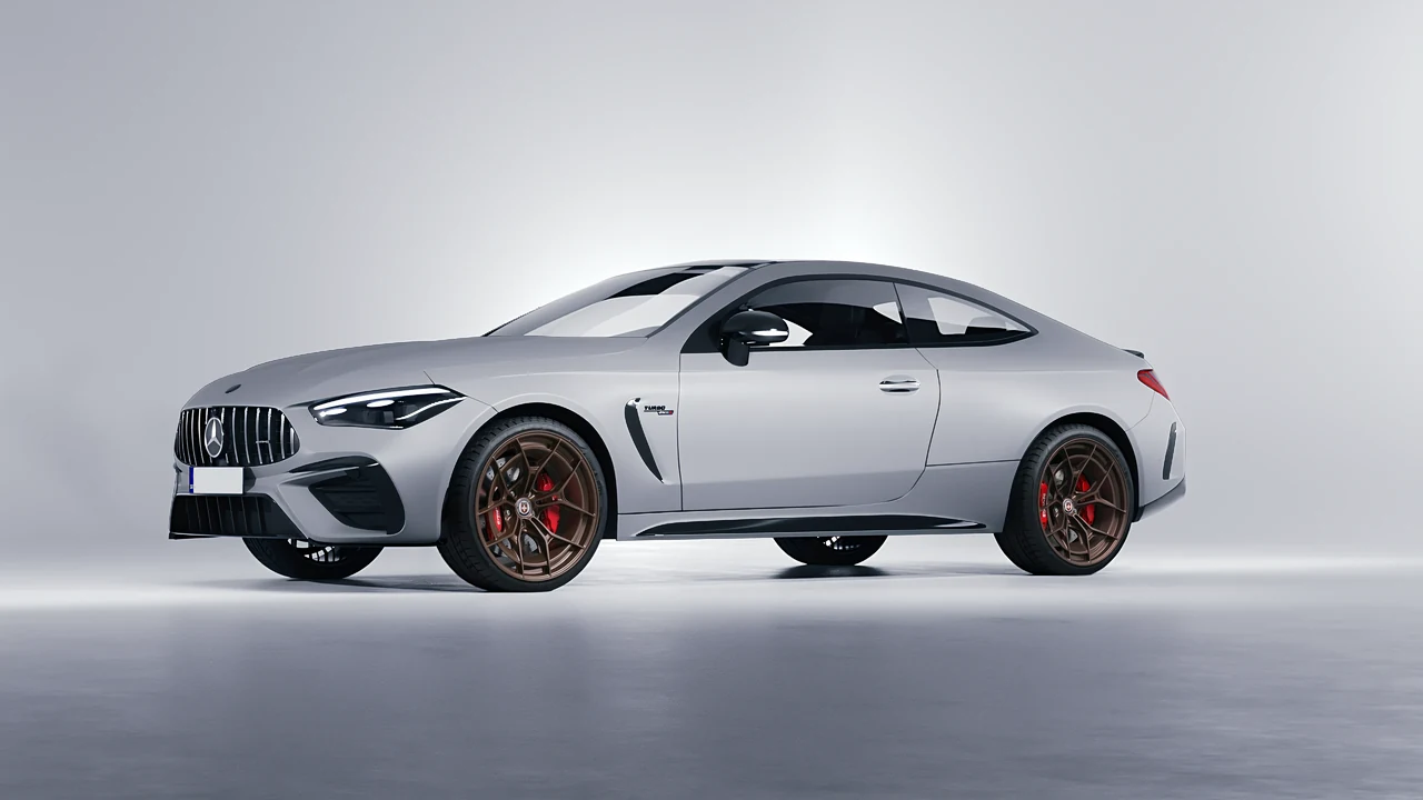 Mercedes-Benz CLE 53 AMG Coupe 2024 on HRE Performance Wheels P301 forged wheels, front three-quarter view